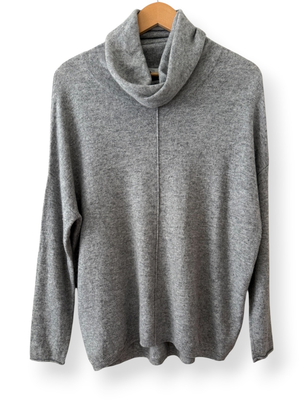 Kinross Cashmere - 100% Cashmere Cowl Neck Sweater - Gray